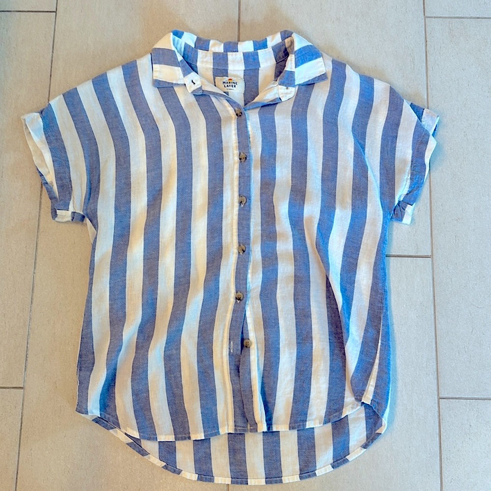 Marine Layer Blue and White Stripped Shirt